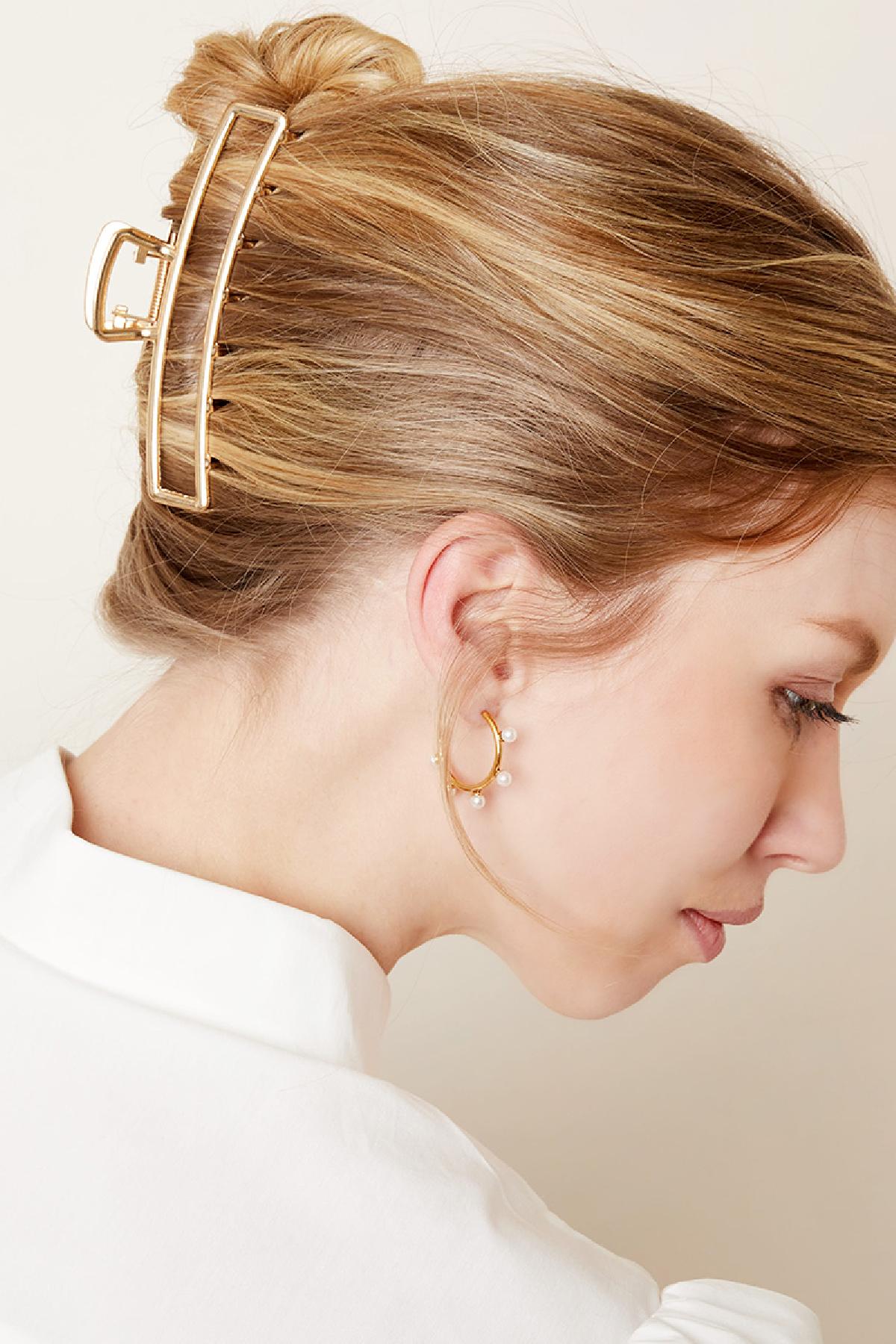 Large metal hair clip in gold color Vintage gold